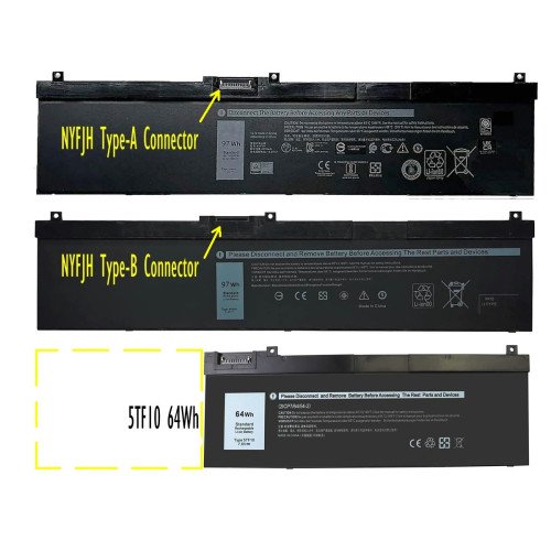 Replacement Battery for Dell Precision 7530 NYFJH 97Wh and 5TF10 64Wh